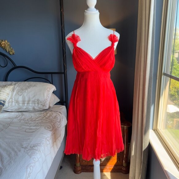Red 100% Silk Club Monaco Mini Cocktail Dress - Picture 1 of 15
